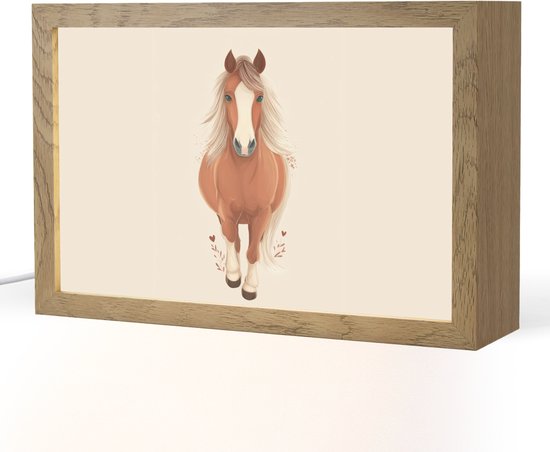 Nachtlampje 30x20 cm - Kinder lampje - Paard - Galop - Bruin - Tafellamp kinderkamer - Slaapkamer lamp - Bedlamp kinderen - Kinderlampje stopcontact - Wandlamp babykamer - Nachtlampjes van Merkloos