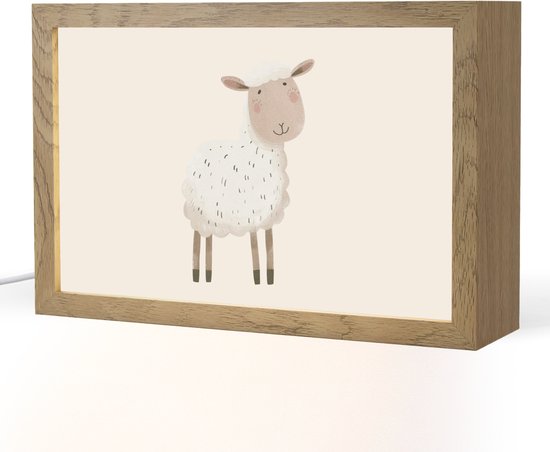 Nachtlampje 30x20 cm - Kinder lampje - Schaap - Boerderij dier - Dieren - Tafellamp kinderkamer - Slaapkamer lamp - Bedlamp kinderen - Kinderlampje stopcontact - Wandlamp babykamer - Nachtlampjes