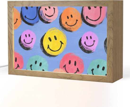 Nachtlampje 30x20 cm - Kinder lampje - Smileys - Kleurrijk - Tafellamp kinderkamer - Slaapkamer lamp - Bedlamp kinderen - Kinderlampje stopcontact - Wandlamp babykamer - Nachtlampjes van Merkloos
