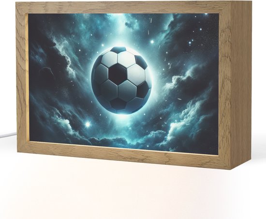 Nachtlampje 30x20 cm - Kinder lampje - Voetbal - Galaxy - Ruimte - Sport - Blauw - Tafellamp kinderkamer - Slaapkamer lamp - Bedlamp kinderen - Kinderlampje stopcontact - Wandlamp babykamer - Nachtlampjes van Merkloos