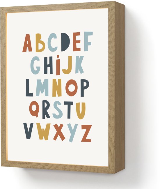 Nachtlampje 30x40 cm - Kinder lamp - Alfabet - Educatief - Letters leren voor kinderen - Kleuren - Tafellamp kinderkamer draadloos - Slaapkamer lampje - Bedlamp kinderen - Kinderlampje - Wandlamp babykamer - Nachtlampjes van Merkloos