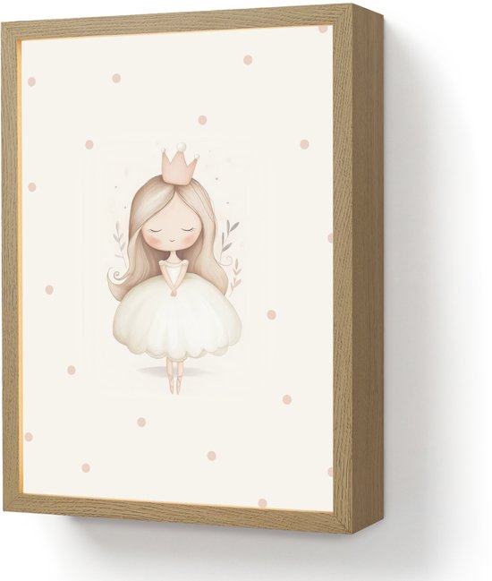 Nachtlampje 30x40 cm - Kinder lamp - Ballerina - Prinses - Stippen - Tafellamp kinderkamer draadloos - Slaapkamer lampje - Bedlamp kinderen - Kinderlampje - Wandlamp babykamer - Nachtlampjes van Merkloos