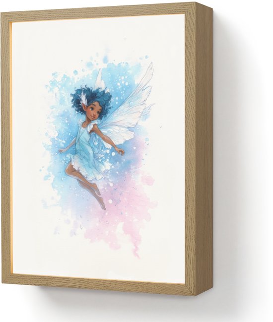 Nachtlampje 30x40 cm - Kinder lamp - Elf - Blauw - Magie - Roze - Tafellamp kinderkamer draadloos - Slaapkamer lampje - Bedlamp kinderen - Kinderlampje - Wandlamp babykamer - Nachtlampjes