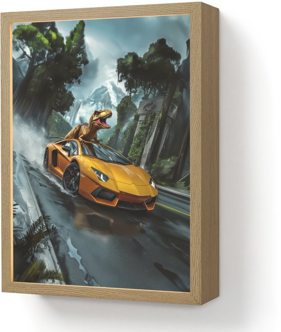 Nachtlampje 30x40 cm - Kinder lamp - T-Rex - Auto - Regenwoud - Tafellamp kinderkamer draadloos - Slaapkamer lampje - Bedlamp kinderen - Kinderlampje - Wandlamp babykamer - Nachtlampjes van Merkloos