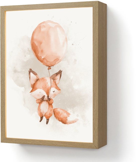 Nachtlampje 30x40 cm - Kinder lamp - Vos - Pastel kleuren - Dier - Tafellamp kinderkamer draadloos - Slaapkamer lampje - Bedlamp kinderen - Kinderlampje - Wandlamp babykamer - Nachtlampjes van Merkloos