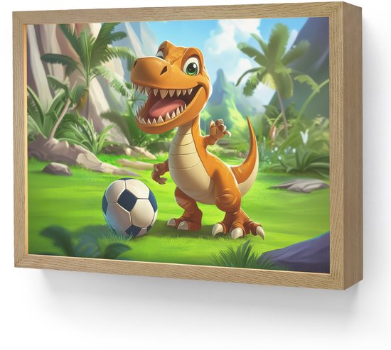 Nachtlampje 40x30 cm - Kinder lamp - Dino - Voetbal - Groen - Tafellamp kinderkamer draadloos - Slaapkamer lampje - Bedlamp kinderen - Kinderlampje - Wandlamp babykamer - Nachtlampjes
