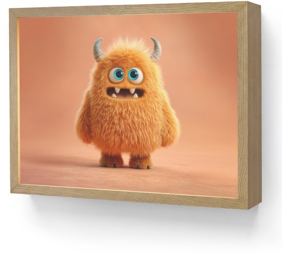 Nachtlampje 40x30 cm - Kinder lamp - Monster - Knuffel - Oranje - Tafellamp kinderkamer draadloos - Slaapkamer lampje - Bedlamp kinderen - Kinderlampje - Wandlamp babykamer - Nachtlampjes