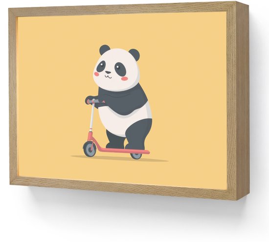 Nachtlampje 40x30 cm - Kinder lamp - Panda - Step - Geel - Tafellamp kinderkamer draadloos - Slaapkamer lampje - Bedlamp kinderen - Kinderlampje - Wandlamp babykamer - Nachtlampjes van Merkloos