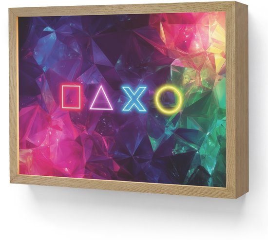 Nachtlampje 40x30 cm - Kinder lamp - Playstation - Kleurrijk - Abstract - Neon - Tafellamp kinderkamer draadloos - Slaapkamer lampje - Bedlamp kinderen - Kinderlampje - Wandlamp babykamer - Nachtlampjes