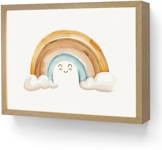 Nachtlampje 40x30 cm - Kinder lamp - Regenboog - Pastel kleuren - Tafellamp kinderkamer draadloos - Slaapkamer lampje - Bedlamp kinderen - Kinderlampje - Wandlamp babykamer - Nachtlampjes