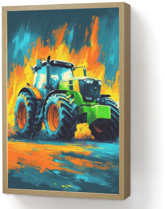 Nachtlampje 40x60 cm - Kinder lamp - Abstract - Tractor - Groen - Tafellamp kinderkamer draadloos - Slaapkamer lampje - Bedlamp kinderen - Kinderlampje - Wandlamp babykamer - Nachtlampjes
