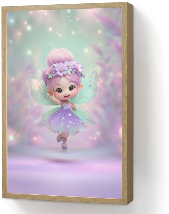Nachtlampje 40x60 cm - Kinder lamp - Fee - Paars - Sprookje - Tafellamp kinderkamer draadloos - Slaapkamer lampje - Bedlamp kinderen - Kinderlampje - Wandlamp babykamer - Nachtlampjes
