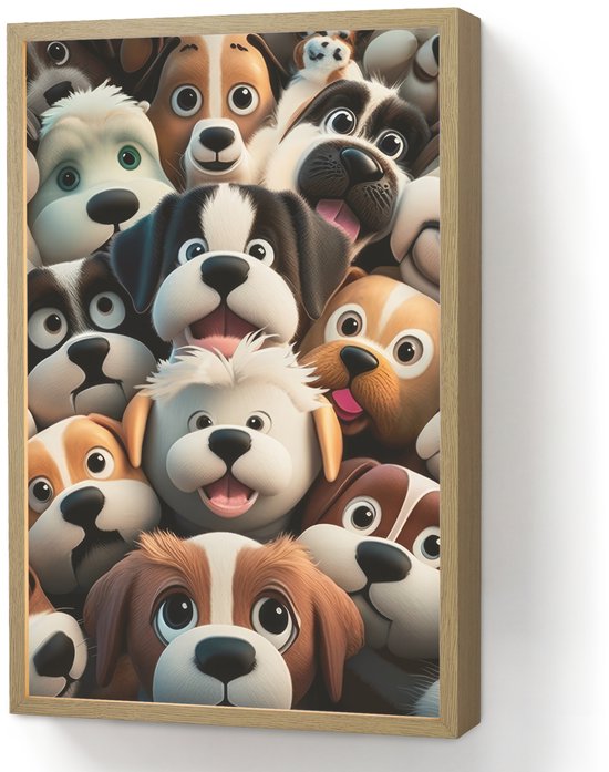 Nachtlampje 40x60 cm - Kinder lamp - Hond - Dieren - Patronen - Bruin - Meisjes - Jongens - Tafellamp kinderkamer draadloos - Slaapkamer lampje - Bedlamp kinderen - Kinderlampje - Wandlamp babykamer - Nachtlampjes van Merkloos