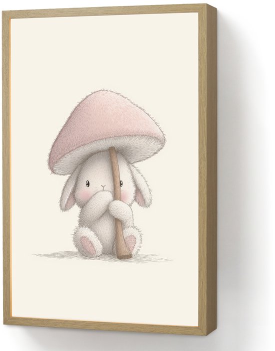 Nachtlampje 40x60 cm - Kinder lamp - Paddenstoel - Konijn - Roze - Tafellamp kinderkamer draadloos - Slaapkamer lampje - Bedlamp kinderen - Kinderlampje - Wandlamp babykamer - Nachtlampjes