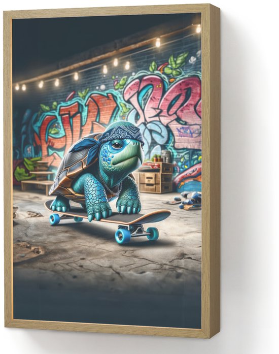 Nachtlampje 40x60 cm - Kinder lamp - Schildpad - Graffiti - Skateboard - Jongens - Tafellamp kinderkamer draadloos - Slaapkamer lampje - Bedlamp kinderen - Kinderlampje - Wandlamp babykamer - Nachtlampjes