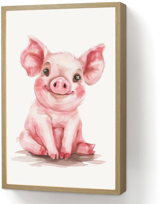 Nachtlampje 40x60 cm - Kinder lamp - Varken - Roze - Baby dier - Boerderij dieren - Tafellamp kinderkamer draadloos - Slaapkamer lampje - Bedlamp kinderen - Kinderlampje - Wandlamp babykamer - Nachtlampjes van Merkloos