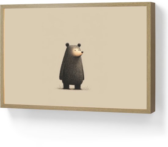 Nachtlampje 60x40 cm - Kinder lamp - Beer - Donkerbruin - Minimalistisch - Tafellamp kinderkamer draadloos - Slaapkamer lampje - Bedlamp kinderen - Kinderlampje - Wandlamp babykamer - Nachtlampjes van Merkloos