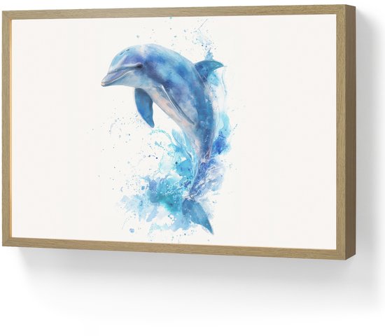 Nachtlampje 60x40 cm - Kinder lamp - Dolfijn - Water - Blauw - Tafellamp kinderkamer draadloos - Slaapkamer lampje - Bedlamp kinderen - Kinderlampje - Wandlamp babykamer - Nachtlampjes