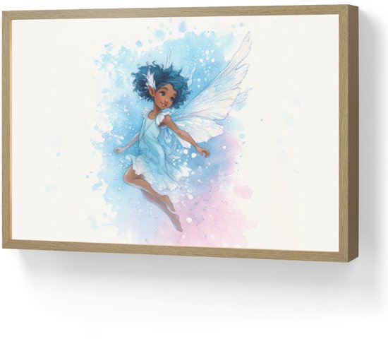 Nachtlampje 60x40 cm - Kinder lamp - Elf - Blauw - Magie - Roze - Tafellamp kinderkamer draadloos - Slaapkamer lampje - Bedlamp kinderen - Kinderlampje - Wandlamp babykamer - Nachtlampjes