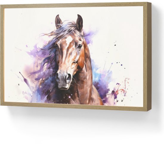 Nachtlampje 60x40 cm - Kinder lamp - Paard - Dieren - Meisjes - Paars - Bruin - Tafellamp kinderkamer draadloos - Slaapkamer lampje - Bedlamp kinderen - Kinderlampje - Wandlamp babykamer - Nachtlampjes
