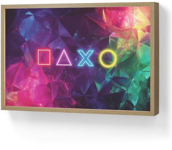 Nachtlampje 60x40 cm - Kinder lamp - Playstation - Kleurrijk - Abstract - Neon - Tafellamp kinderkamer draadloos - Slaapkamer lampje - Bedlamp kinderen - Kinderlampje - Wandlamp babykamer - Nachtlampjes