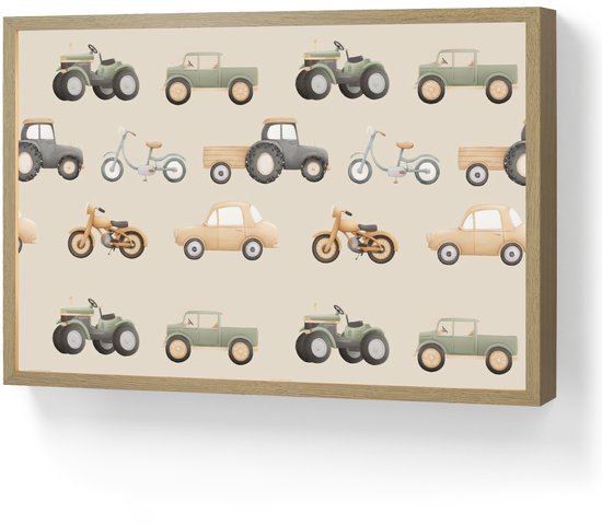 Nachtlampje 60x40 cm - Kinder lamp - Retro - voertuigen - patroon - Tafellamp kinderkamer draadloos - Slaapkamer lampje - Bedlamp kinderen - Kinderlampje - Wandlamp babykamer - Nachtlampjes