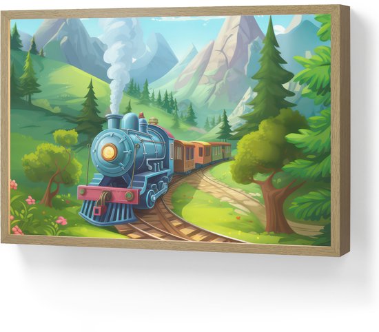 Nachtlampje 60x40 cm - Kinder lamp - Trein - Bloemen - Kinderen - Natuur - Tafellamp kinderkamer draadloos - Slaapkamer lampje - Bedlamp kinderen - Kinderlampje - Wandlamp babykamer - Nachtlampjes