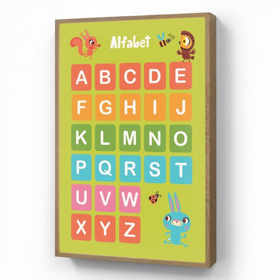 Nachtlampje 60x90 cm - Kinder lamp - Alfabet - Educatief - Letters leren voor kinderen - Groen - Dieren - Tafellamp kinderkamer draadloos - Slaapkamer lampje - Bedlamp kinderen - Kinderlampje - Wandlamp babykamer - Nachtlampjes