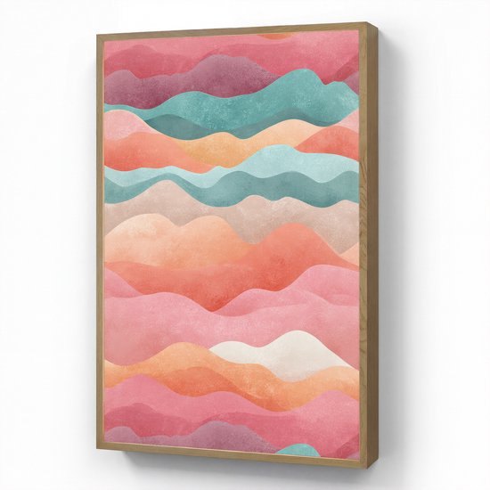 Nachtlampje 60x90 cm - Kinder lamp - Golven - Kleurrijk - Abstract - Tafellamp kinderkamer draadloos - Slaapkamer lampje - Bedlamp kinderen - Kinderlampje - Wandlamp babykamer - Nachtlampjes van Merkloos