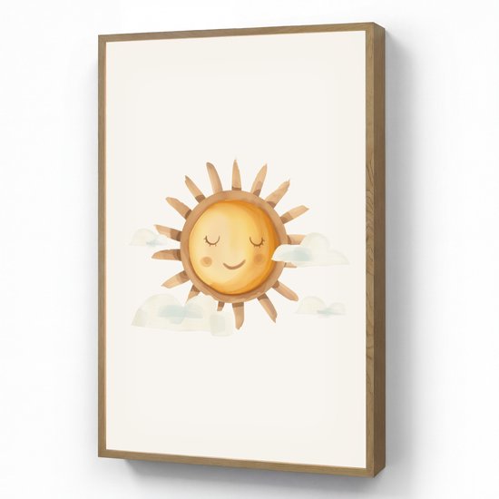 Nachtlampje 60x90 cm - Kinder lamp - Zon - Wolken - Pastel kleuren - Tafellamp kinderkamer draadloos - Slaapkamer lampje - Bedlamp kinderen - Kinderlampje - Wandlamp babykamer - Nachtlampjes van OnlyWow