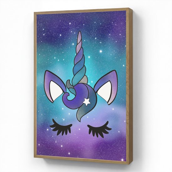 Nachtlampje 70x100 cm - Kinder lamp - Eenhoorn - Sterrenhemel - Ster - Blauw - Tafellamp kinderkamer draadloos - Slaapkamer lampje - Bedlamp kinderen - Kinderlampje - Wandlamp babykamer - Nachtlampjes van Merkloos