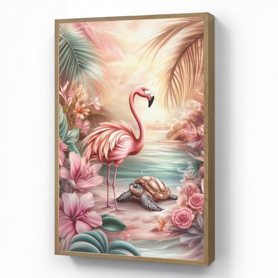 Nachtlampje 70x100 cm - Kinder lamp - Flamingo - Schildpad - Roze - Tafellamp kinderkamer draadloos - Slaapkamer lampje - Bedlamp kinderen - Kinderlampje - Wandlamp babykamer - Nachtlampjes van Merkloos