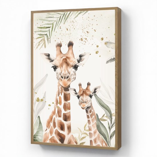 Nachtlampje 70x100 cm - Kinder lamp - Giraffe - Bladeren - Kinderen - Dieren - Jungle - Tafellamp kinderkamer draadloos - Slaapkamer lampje - Bedlamp kinderen - Kinderlampje - Wandlamp babykamer - Nachtlampjes