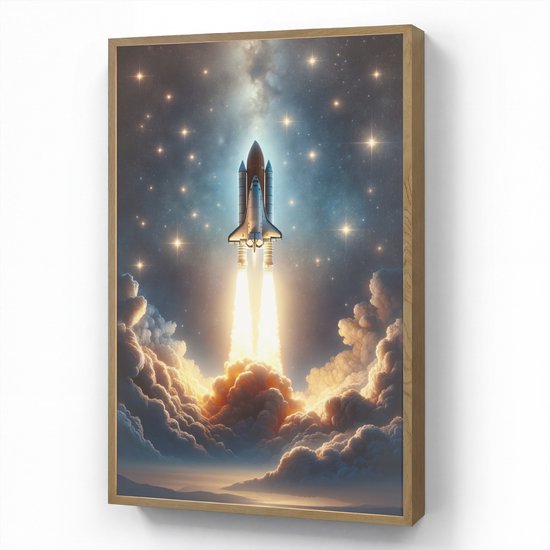 Nachtlampje 70x100 cm - Kinder lamp - Ruimtevaart - Raket - Space - Sterren - Tafellamp kinderkamer draadloos - Slaapkamer lampje - Bedlamp kinderen - Kinderlampje - Wandlamp babykamer - Nachtlampjes