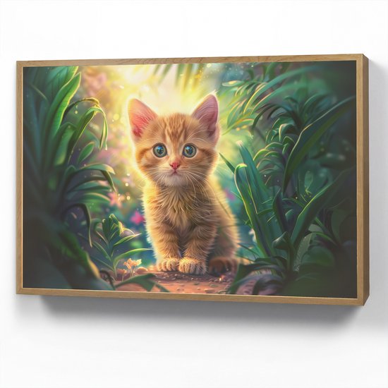 Nachtlampje 90x60 cm - Kinder lamp - Kat - Huisdier - Natuur - Tafellamp kinderkamer draadloos - Slaapkamer lampje - Bedlamp kinderen - Kinderlampje - Wandlamp babykamer - Nachtlampjes van Merkloos