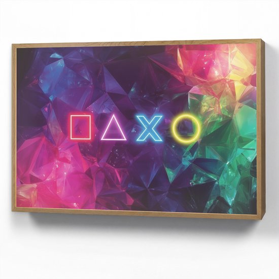 Nachtlampje 90x60 cm - Kinder lamp - Playstation - Kleurrijk - Abstract - Neon - Tafellamp kinderkamer draadloos - Slaapkamer lampje - Bedlamp kinderen - Kinderlampje - Wandlamp babykamer - Nachtlampjes
