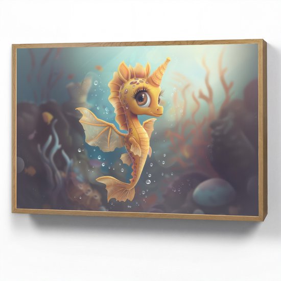Nachtlampje 90x60 cm - Kinder lamp - Zeepaardje - Onderwater - Zeedieren - Oceaan - Tafellamp kinderkamer draadloos - Slaapkamer lampje - Bedlamp kinderen - Kinderlampje - Wandlamp babykamer - Nachtlampjes
