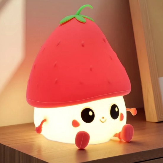 Nachtlampje - Bedlampje - Kindernachtlampje - Tiklampje - Warm licht - Timerfunctie - Woondecoratie - Geschikt voor slaapkamer - Studiekamer - Kinderkamer - Rood - 9,5*9*11,5 cm-1W van Merkloos