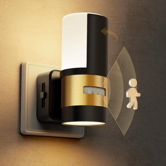 Nachtlampje bewegingsmelder - Stopcontact lampje - Veilig Oriënteren - 360 graden draaibaar - 1 Watt - Warm Wit