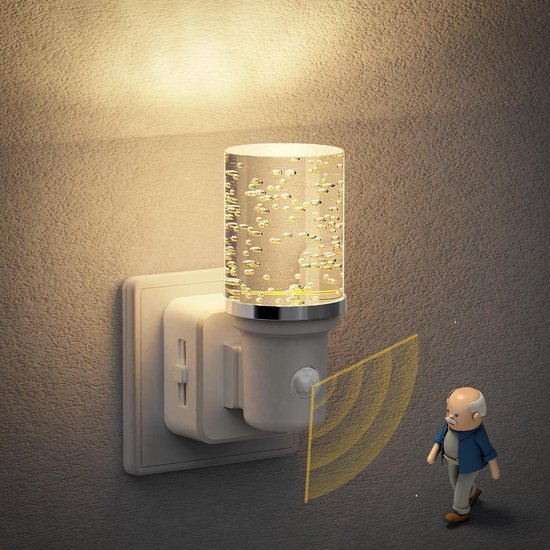 Nachtlampje Bewegingssensor - Stekkerlamp - Veilig Verlichten - Instelbare Helderheid - 100 Lumen - Warm Wit