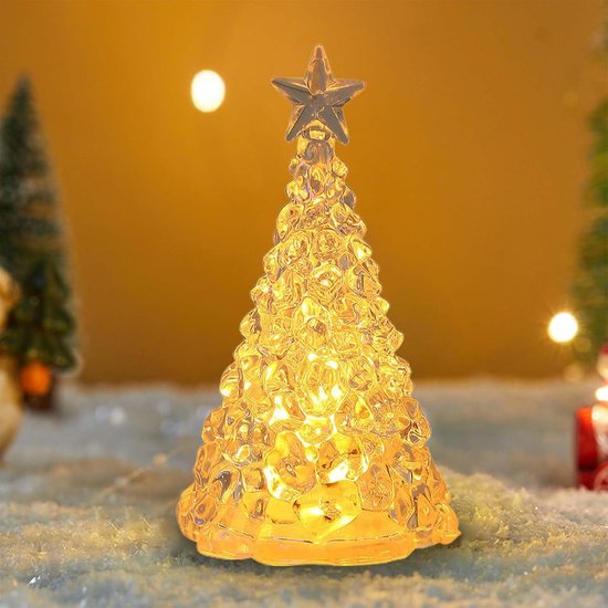 Nachtlampje - Bureaulamp - Nachtlampje volwassenen - Nachtlampje kinderen - Kerstboom Nachtlampje – Acryl Tafellamp – Warm Led-licht, Inclusief 50 * AG13 Knopcelletjes – Compact & Decoratief (10,5×10,5×5,5 cm) van ToiLight