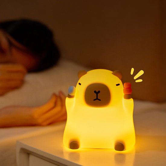 Nachtlampje Capibara - siliconen nachtlampje - dimbaar - draadloos - USB oplaadbaar - nachtlampje met timer - warm wit licht - nachtlampje kinderkamer - BPA-vrij - veilig voor kinderen