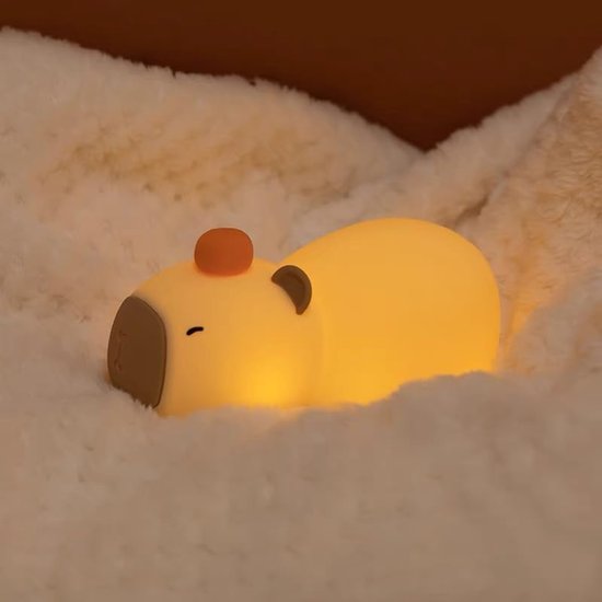 Nachtlampje Capybara, schattig LED-nachtlampje in de vorm van een dier, liggende capybara-babylamp, met timer, oplaadbaar, dimbaar, 7-kleurige RGB-helderheidsregeling, een geweldig cadeau voor jongens en meisjes, perfect voor kamerdecoratie. van Aolun