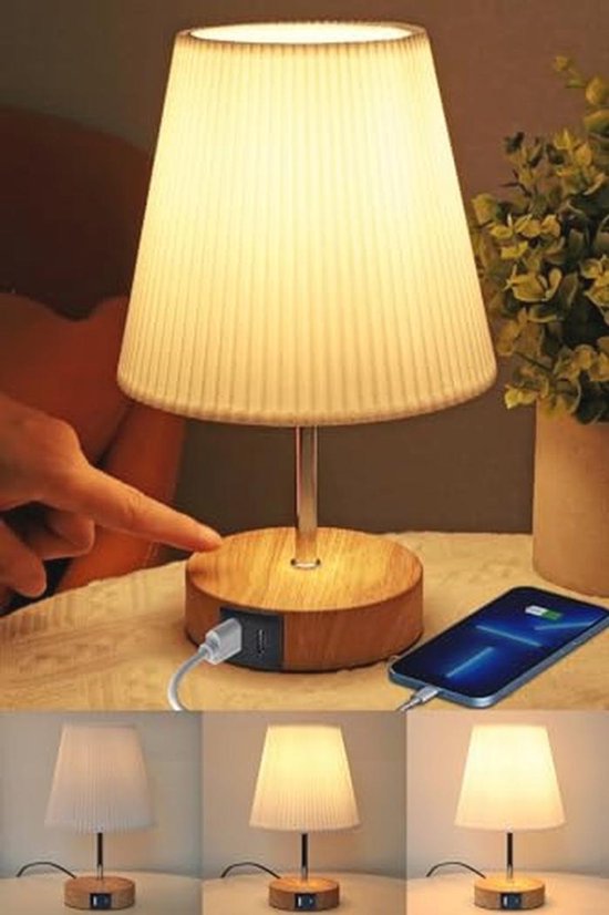 Nachtlampje Dimbaar Touch met 3 Helderheidsniveaus - Minimalistische Tafellamp voor Woonkamer en Lezen van Merkloos