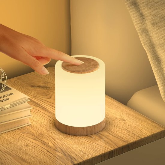 Nachtlampje - Dimbare Bedlamp - LED Tafel Lamp - Accu Voeding met Timer Functie - Nachtlicht voor Kinderen - Draadloos en Kleurveranderend voor Baby van Merkloos