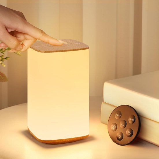 Nachtlampje - Dimmable met 3 kleurtemperaturen - 256 kleuren - 3000 mAh batterij - Oplaadbare tafel lamp met afstandsbediening - Nachtlampje voor baby's - Nachtlampje met timer