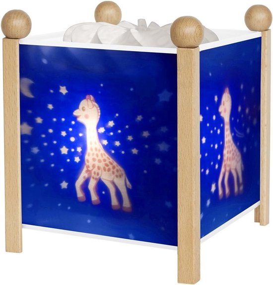 Nachtlampje Houten Lantaarn met Geanimeerde Beelden Rustgevend Licht Ideaal als Kraamcadeau