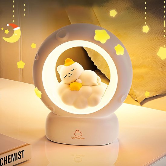 Nachtlampje in de vorm van een kat - Oplaadbare bureaulamp - Met aanraaksensor - Met dimfunctie - Een perfect cadeau voor meisjes en kinderen (kat) van N\A