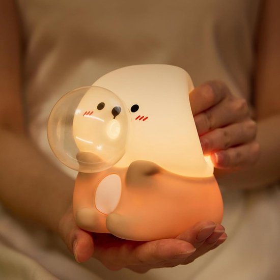 Nachtlampje in de vorm van een otter voor kinderen, oplaadbaar, met aanraakbediening, dimbaar, met timer, gemaakt van zacht siliconen, geschikt voor baby's en peuters die borstvoeding krijgen. van Merkloos