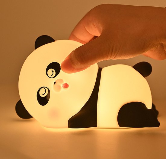 Nachtlampje in de vorm van een panda, oplaadbaar, van siliconen, zevenkleurig, met timer en dimfunctie, tactiel licht.